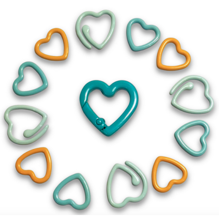Lots de 12 marqueurs coeur avec mousqueton - YKTL