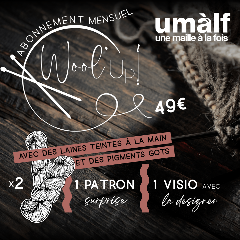 La Box tricot mensuelle avec  2 écheveaux, un patron exclusif et un tricothé en visio  – Wool Up